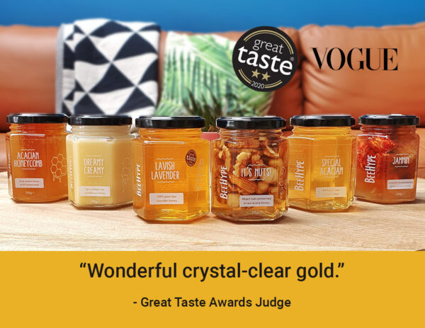 Great Taste Awards pure raw natural honey single variety jars